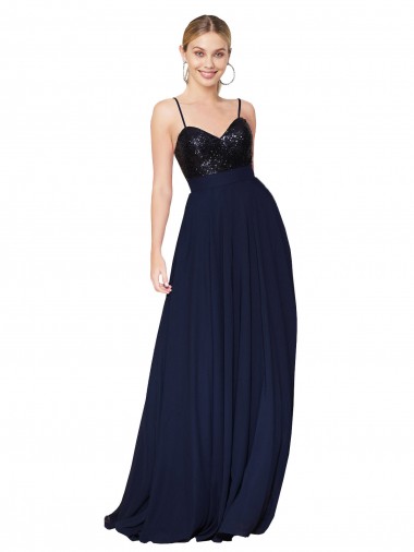 Discount Sweetheart High Neck Sequin Top Long Chiffon Prom Dress UK