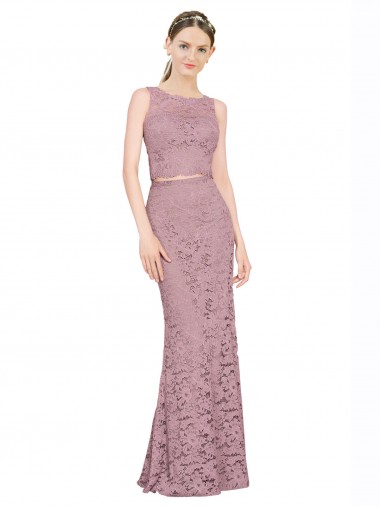 Discount Sleeveless Crop Top High Neck Mermaid Lace Prom Dress UK