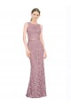Sleeveless Crop Top High Neck Mermaid Lace Prom Dress