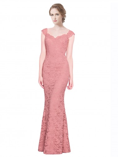 Discount Sweetheart Mermaid Long Lace Prom Dress with Wide Straps UK