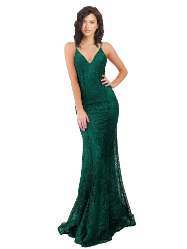 Discount Black Tie Sleek Fishtail Shaped Long Lace Prom Dress UK