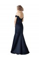 Fit and Flare Satin Prom Dress with Off the Shoulder Neckline