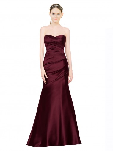 Discount Mermaid Sweetheart Soft Satin Prom Dress with Pleats UK