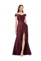 Long Off the Shoulder Satin Prom Dress with Thigh-high Slit