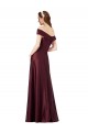Long Off the Shoulder Satin Prom Dress with Thigh-high Slit
