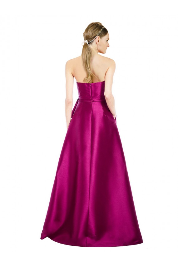 Sleeveless V-Neck Long Satin Prom Dress with Bow Waist