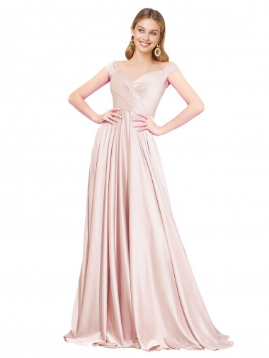 Discount A-Line Off the Shoulder Sweetheart Satin Prom Dress UK