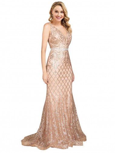 Discount Sleek Long Mermaid Sparkling Sequin Prom Dress UK