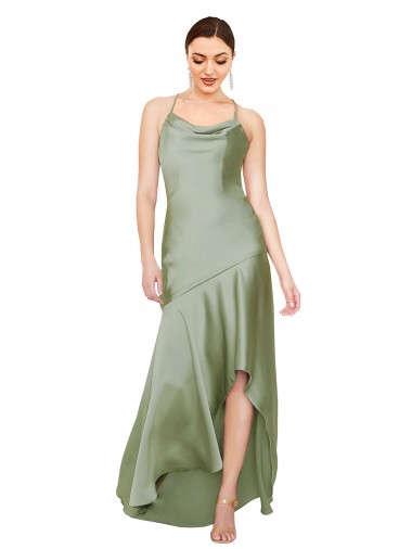Discount Silky Satin Prom Dress with Bias Cut Skirt UK