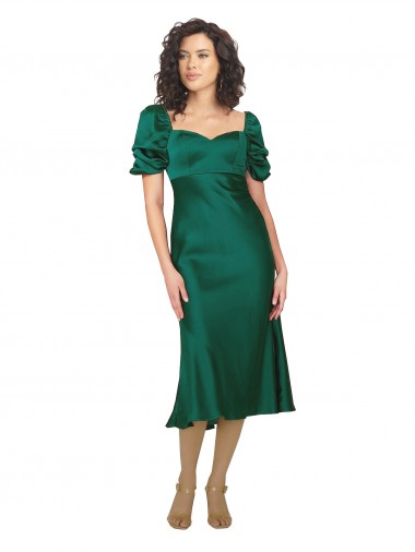 Discount Ruched Sleeve Silky Satin Prom Dress UK