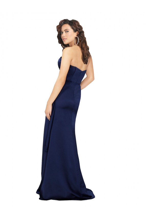 Floor Length Wrap Skirt Silky Satin Prom Dress