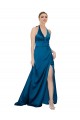 Halter Neck Silky Satin Prom Dress