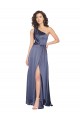 Draped Silky Satin Prom Dress with Tied Waist