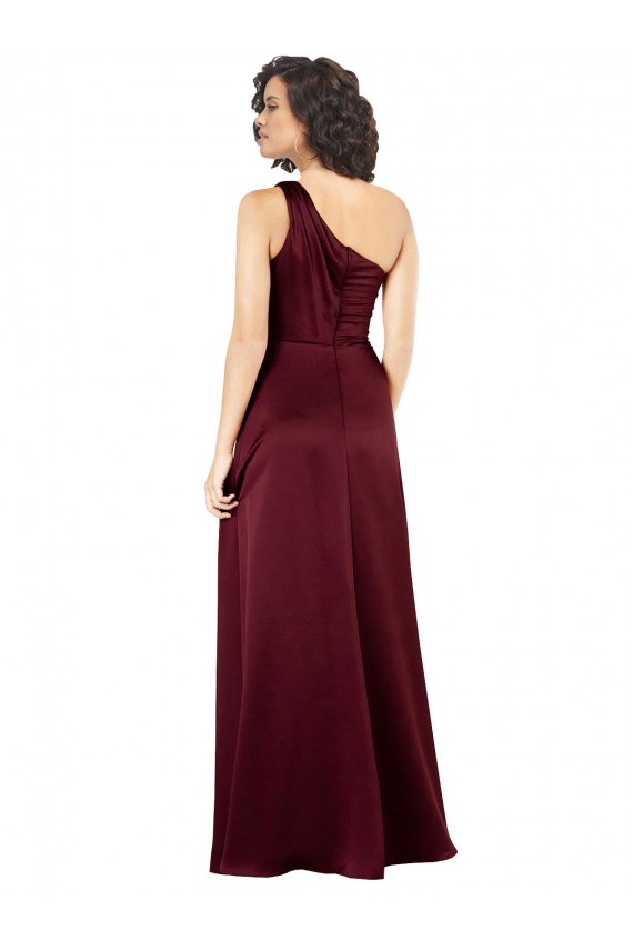 One Shoulder Silky Satin Prom Dress with Subtle Pleats