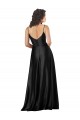 Full Length V-Neckline Silky Satin Prom Dress with Full Skirt