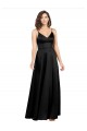 Silky Satin Floor-Length Long Prom Dress with V-Neckline