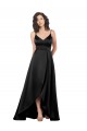 High Low V-Neckline Silky Satin Tulip Prom Dress with Wrap Skirt