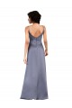 Full Length V-Neckline Silky Satin Prom Dress with Spaghetti Straps