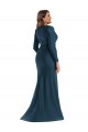 Long Sleeves Draped Wrap Silky Satin Mermaid Prom Dress with Front Slit