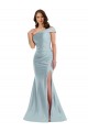 Bias-Cuff One Shoulder Silky Satin Mermaid Prom Dress with Side Slit