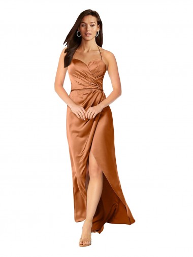 Discount Faux-Wrap Skirt Silky Satin Prom Dress UK