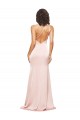 Full Length Ruched Silky Satin Prom Dress with Low Back and High Split