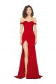 Off the Shoulder Sweetheart Bustier Style Silky Satin Prom Dress with Side Split
