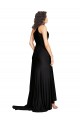 Floor Length One Shoulder Silky Satin Prom Dress with Side Slit