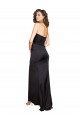 Full Length One Shoulder Ruffled Long Silky Satin Prom Dress with High Slit