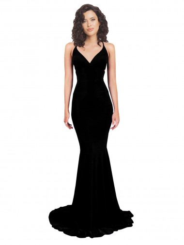 Discount Fishtail Shaped V-Neck Open Back Spandex Prom Dress UK