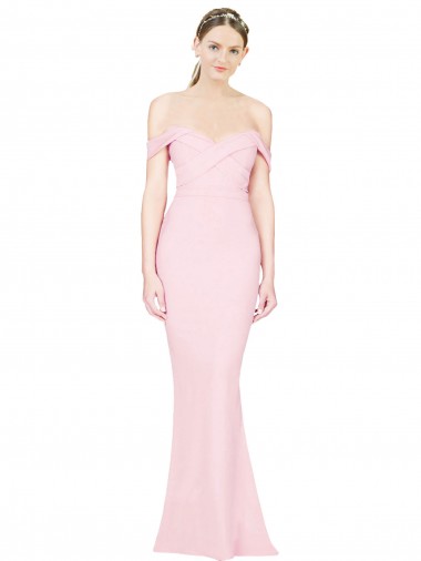 Discount Full Length Off the Shoulder Prom Dress with Twist Front UK