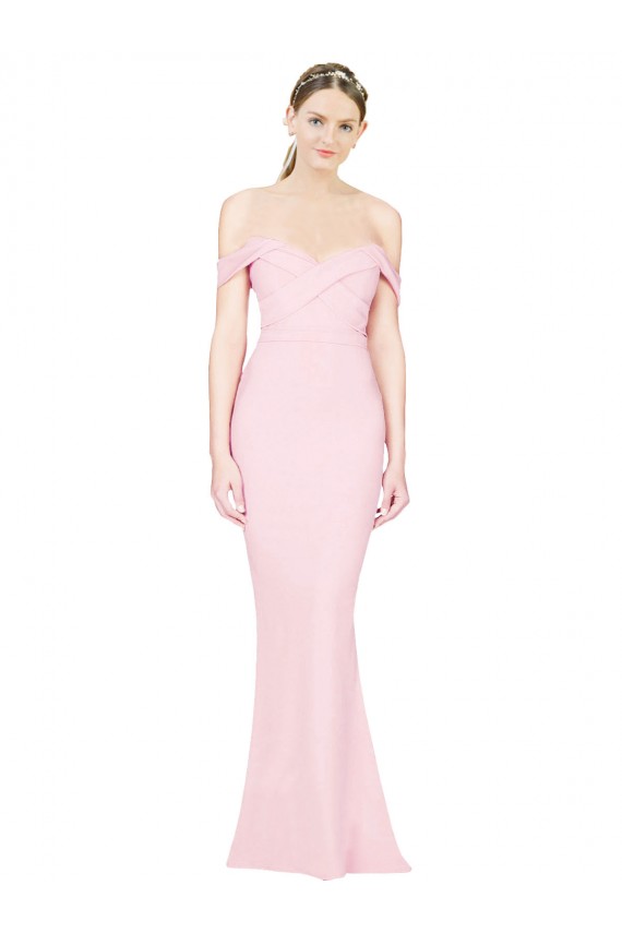 Full Length Off the Shoulder Prom Dress with Twist Front