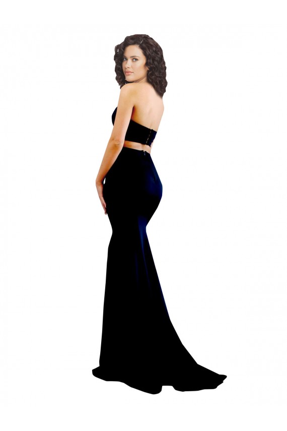 Two Piece High Neck Crepe Prom Dress