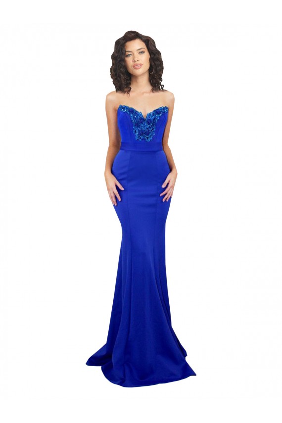 Sweetheart Flower Neckline High Neck Crepe Prom Dress