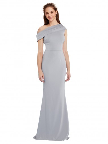 Discount Off the Shoulder Asymmetrical Mermaid Crepe Prom Dress UK