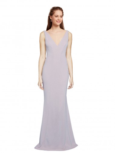 Discount Cut-Out Back V-Neckline Mermaid Crepe Prom Dress Keyhole Back UK