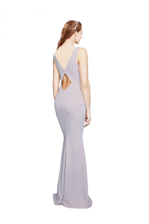 Cut-Out Back V-Neckline Mermaid Crepe Prom Dress Keyhole Back