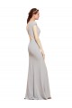 Fit and Flare Long Crepe Prom Dress with Tie Open Back