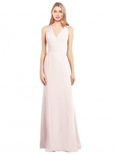 Discount V-Neck Keyhole Back Crepe Trumpet Prom Dress UK