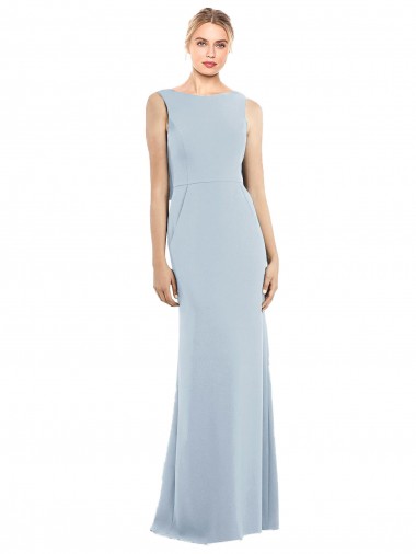 Discount Draped Backless Crepe Prom Dress with Pockets UK