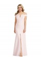 Off the Shoulder Notch Trumpet Crepe Prom Dress with Front Slit