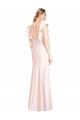 Ruffle Cap Sleeves Open Back Trumpet Prom Dress