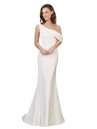 Discount One Shoulder Crepe Prom Dress with Draped Off the Shoulder Strap UK