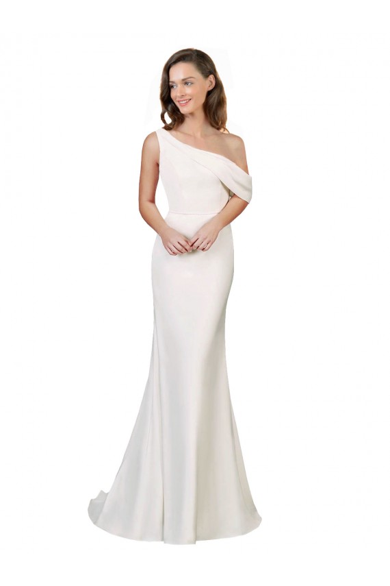 One Shoulder Crepe Prom Dress with Draped Off the Shoulder Strap
