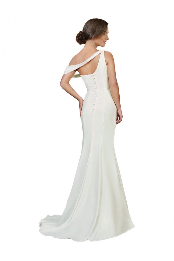 One Shoulder Crepe Prom Dress with Draped Off the Shoulder Strap
