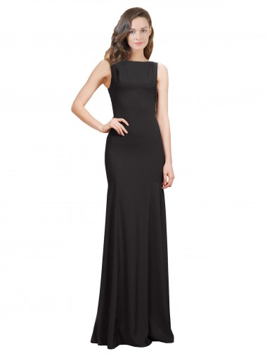 Discount Sleeveless Bateau Neckline Crepe Prom Dress with Twist Back UK