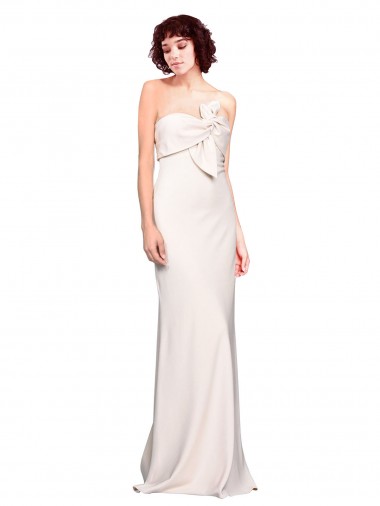Discount Strapless Crepe Fitted Prom Dress with Twist Bow UK
