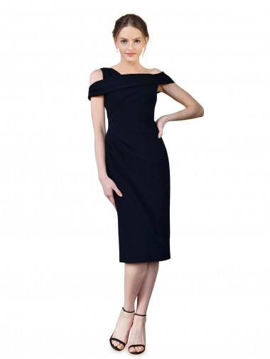Discount Draped Cross Shoulder Stretch Crepe Cocktail Prom Dress / Homecoming Dress UK