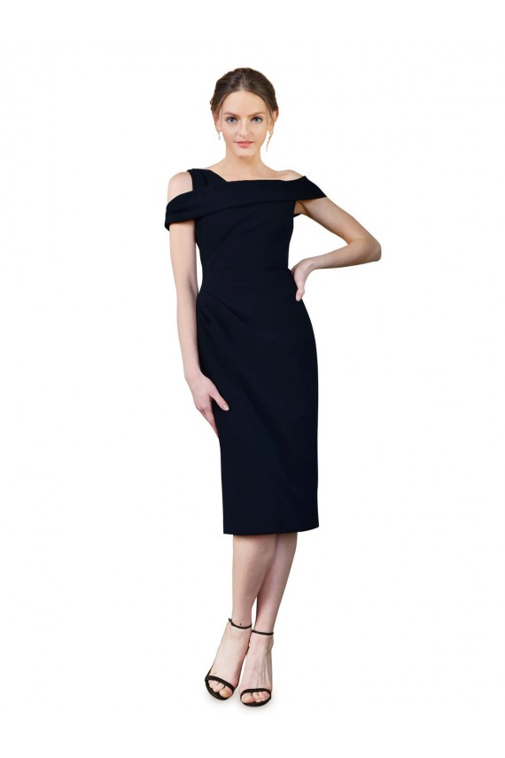 Draped Cross Shoulder Stretch Crepe Cocktail Prom Dress / Homecoming Dress