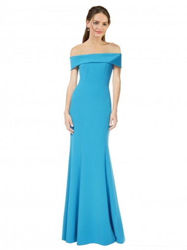 Discount Off the Shoulder Crepe Prom Dress with Fitted Silhouette UK
